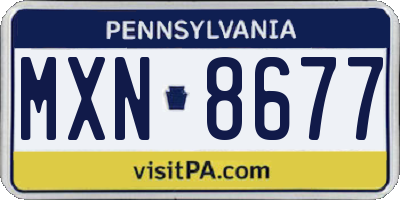 PA license plate MXN8677