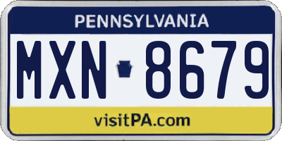 PA license plate MXN8679
