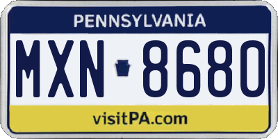 PA license plate MXN8680