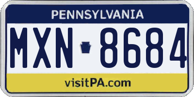PA license plate MXN8684