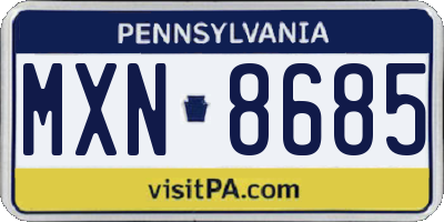 PA license plate MXN8685