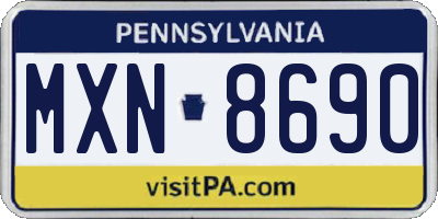 PA license plate MXN8690