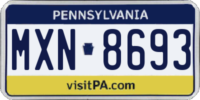 PA license plate MXN8693