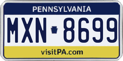 PA license plate MXN8699