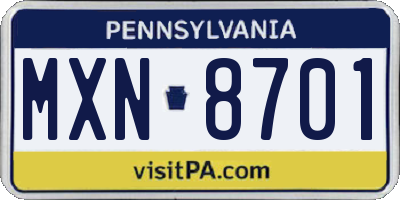 PA license plate MXN8701