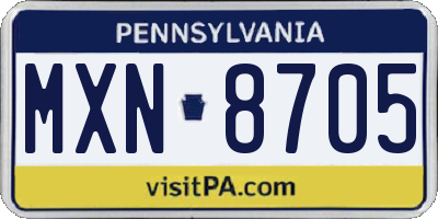 PA license plate MXN8705
