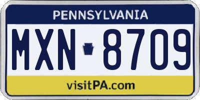 PA license plate MXN8709