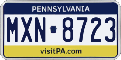 PA license plate MXN8723