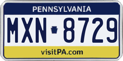 PA license plate MXN8729