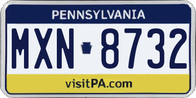 PA license plate MXN8732