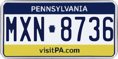 PA license plate MXN8736