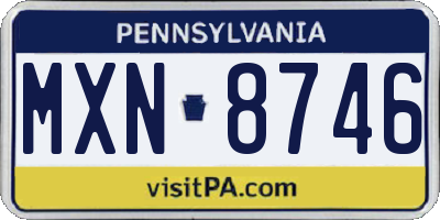 PA license plate MXN8746