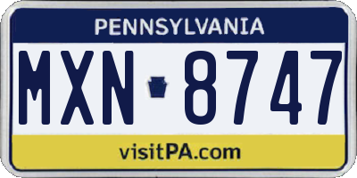 PA license plate MXN8747
