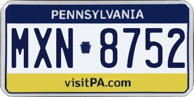 PA license plate MXN8752