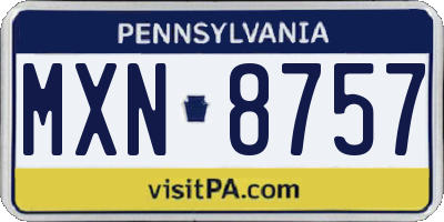 PA license plate MXN8757