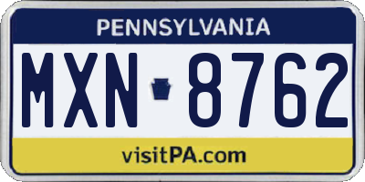 PA license plate MXN8762