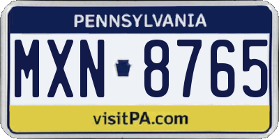 PA license plate MXN8765