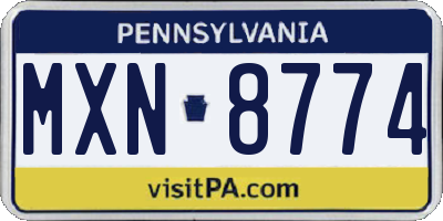 PA license plate MXN8774