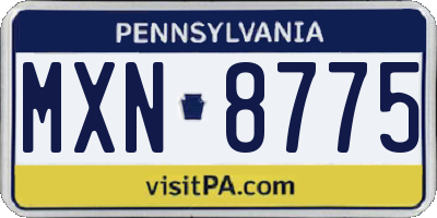 PA license plate MXN8775