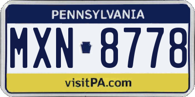 PA license plate MXN8778