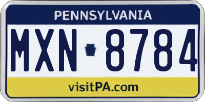 PA license plate MXN8784