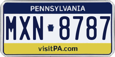 PA license plate MXN8787