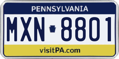 PA license plate MXN8801