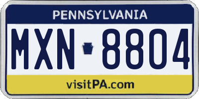 PA license plate MXN8804
