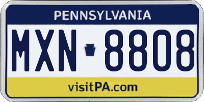 PA license plate MXN8808