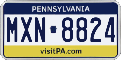 PA license plate MXN8824