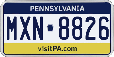 PA license plate MXN8826