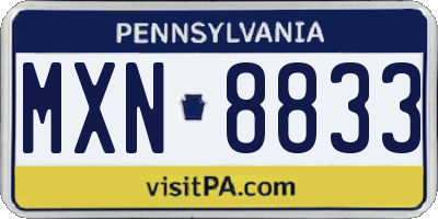 PA license plate MXN8833