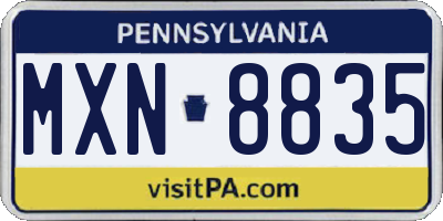 PA license plate MXN8835