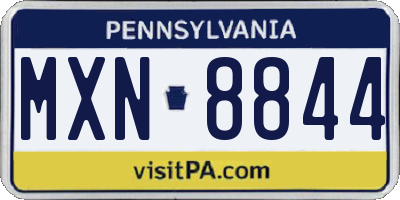 PA license plate MXN8844