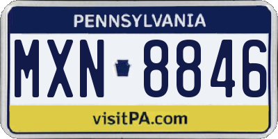 PA license plate MXN8846