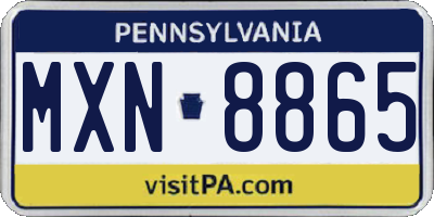 PA license plate MXN8865