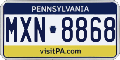 PA license plate MXN8868