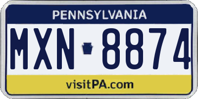 PA license plate MXN8874