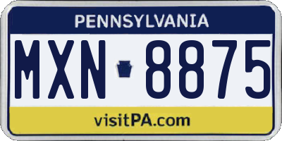 PA license plate MXN8875