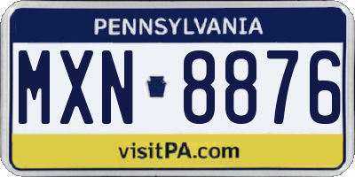 PA license plate MXN8876