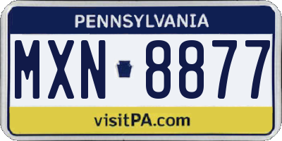 PA license plate MXN8877