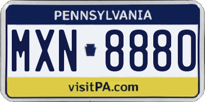 PA license plate MXN8880