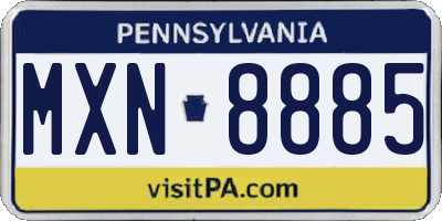 PA license plate MXN8885