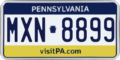 PA license plate MXN8899