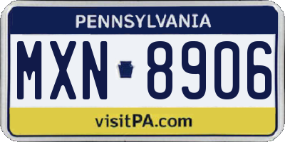 PA license plate MXN8906