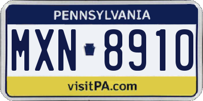 PA license plate MXN8910