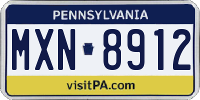 PA license plate MXN8912