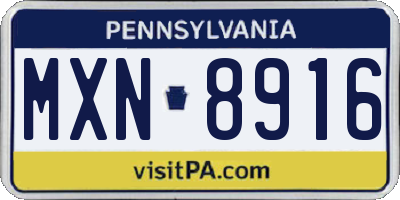 PA license plate MXN8916