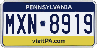 PA license plate MXN8919