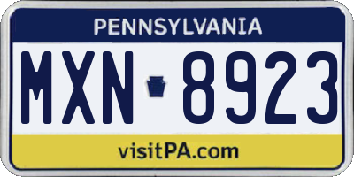 PA license plate MXN8923